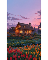 Whimsical tulip cottage Diamond painting kit