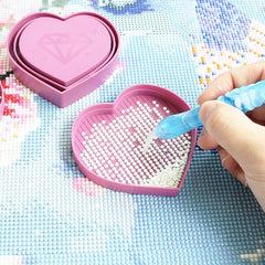 2 Pcs Heart-Shaped 5D Diamond Painting Storage Tray Box