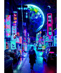 Neon food street Diamond painting kit