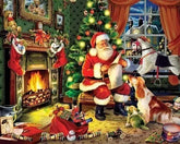 Santa by fireplace Diamond painting kit