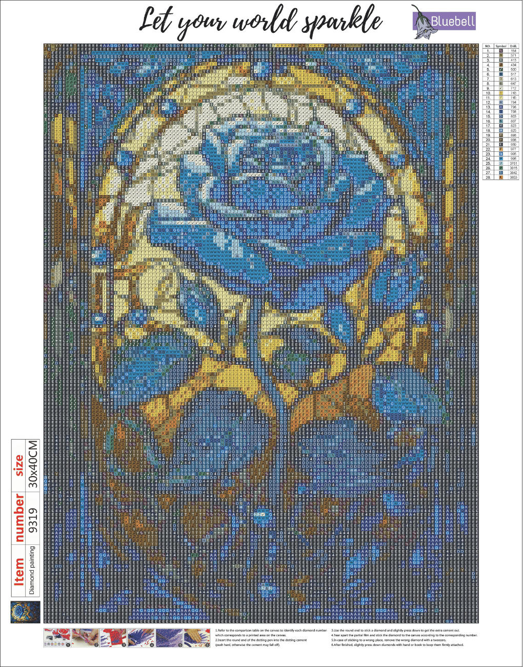 Blue rose mosaic